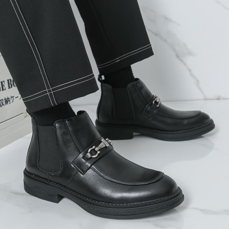 Fashion New Handmade Casual Leather Men Chelsea Boots British Style Leisure Walk Brogue Shoes Fashion Casual Business Outdoor Ankle Boot