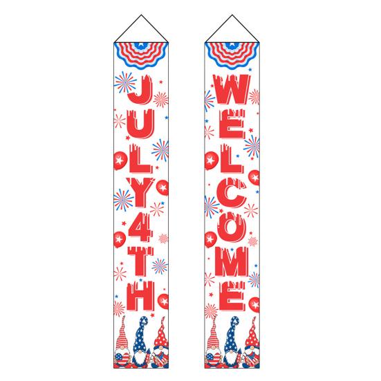 4th of July Patriotic Door Banners Outdoor Patriotic American Flag Hanging Porch