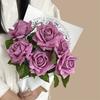 Fiore Artificiale Rosa Multicolore Stelo Singolo Foglie Verdi Accessori Fiore Simulato Oggetti di Scena per Foto Fiore di Rosa Realistico