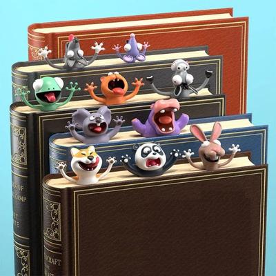 Newest Panda Shiba Inu Funny Creative PVC Book Markers 3D Bookmarks Cartoon Animal Bookmark Seals Octopus School Supplies