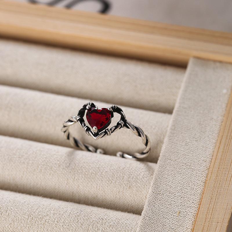 Fashionable Open Adjustable Heart Shaped Copper Ring With Stunning Zircon Accent