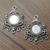 2pcs 31x26mm Porous Earring Connector For Jewelry Making Antique Silver Color Fit 10mm Cabochon