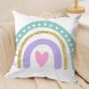 Rainbow Print Cushion Cover Soft Plush Double-Sided Printed Sofa Pillow Cushion Cover | Cozy All-Season Durable Decor Gift