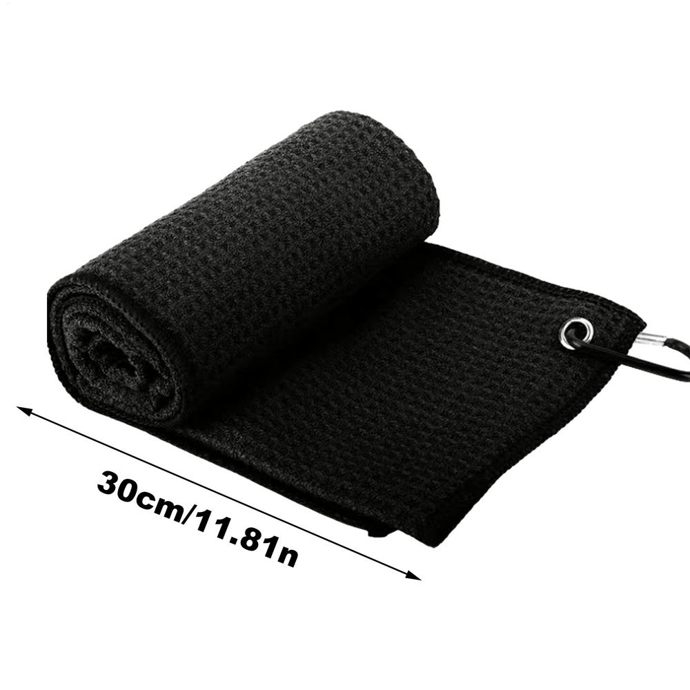 30x30cm Golf Towel Wipe Club Bag Cleaning Cloth Waffle Pattern Golf Rag with Clip Absorbent Quick Drying Outdoor Sports Towel