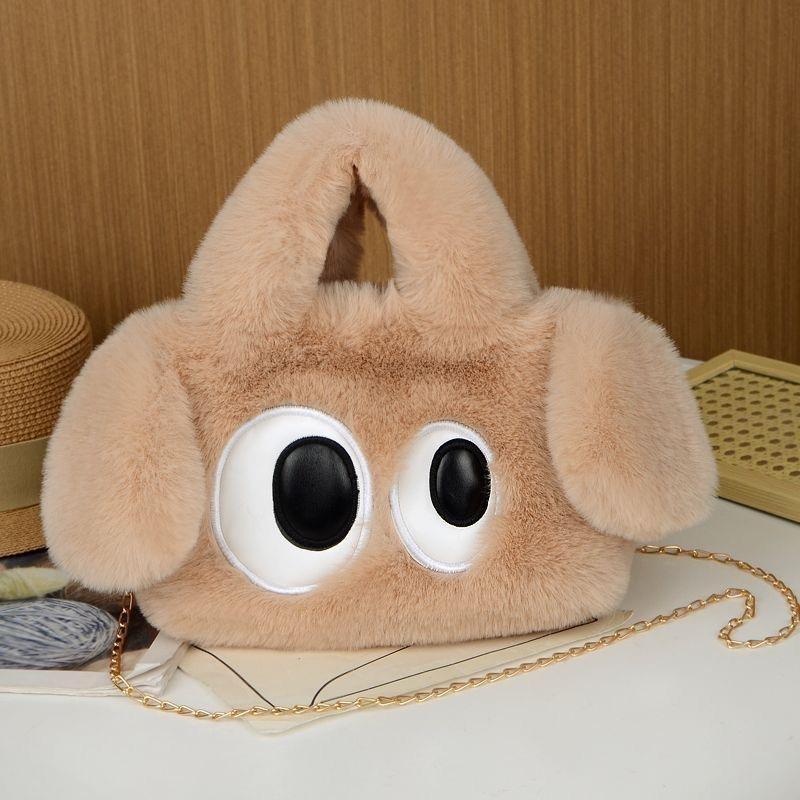 New Big-eyed Plush Bag Fur High-end Handbag Tote Bag Madam Women's Shoulder Messenger Bag Autumn Winter Cute and Fashionable