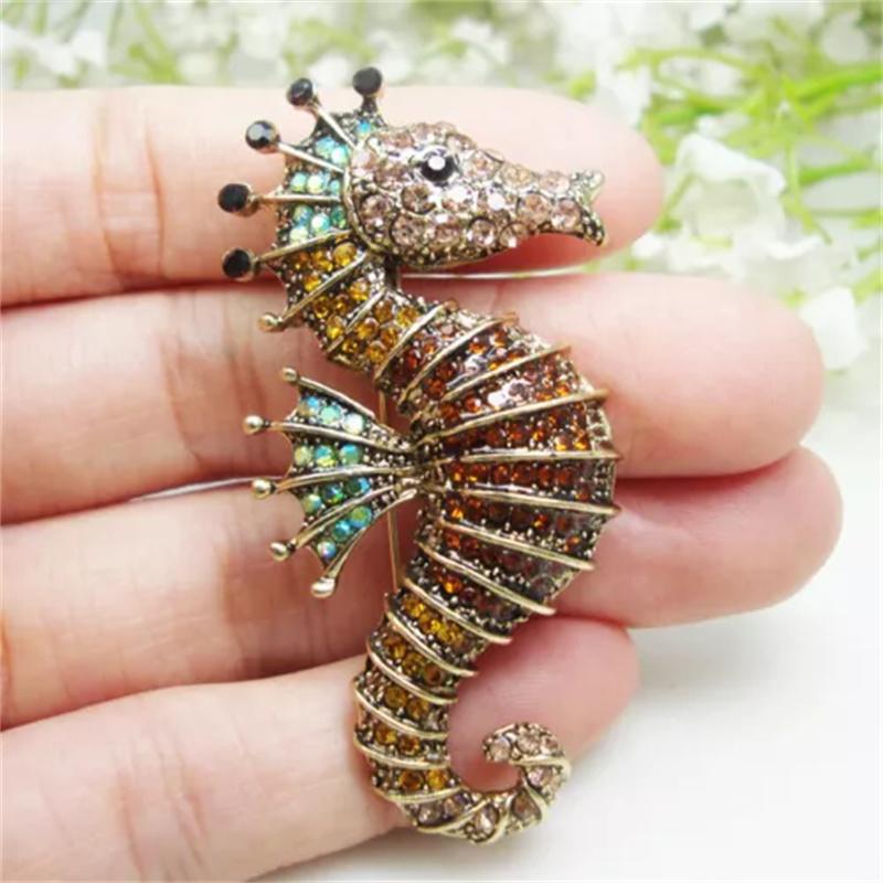Vintage Women Girls Heavy Industry Crystal Animal Brooch Pin Fashion Luxury Shiny Boutique Rhinestone Badges Corsages For Lady