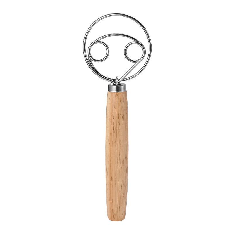 Modern Simple Wooden Egg Beater With Stainless Steel Mixing Rod For Kitchen Daily Use