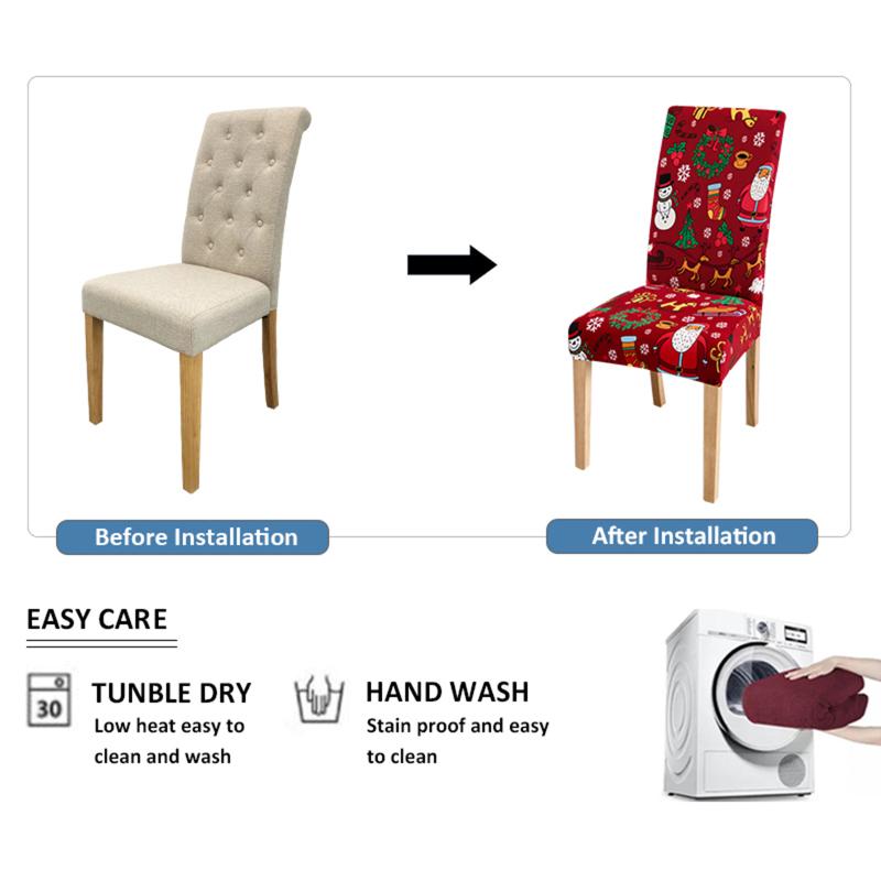 Christmas Chair Covers Stretch Washable Christmas Chair Protector Slipcovers For Kitchen Home Dining