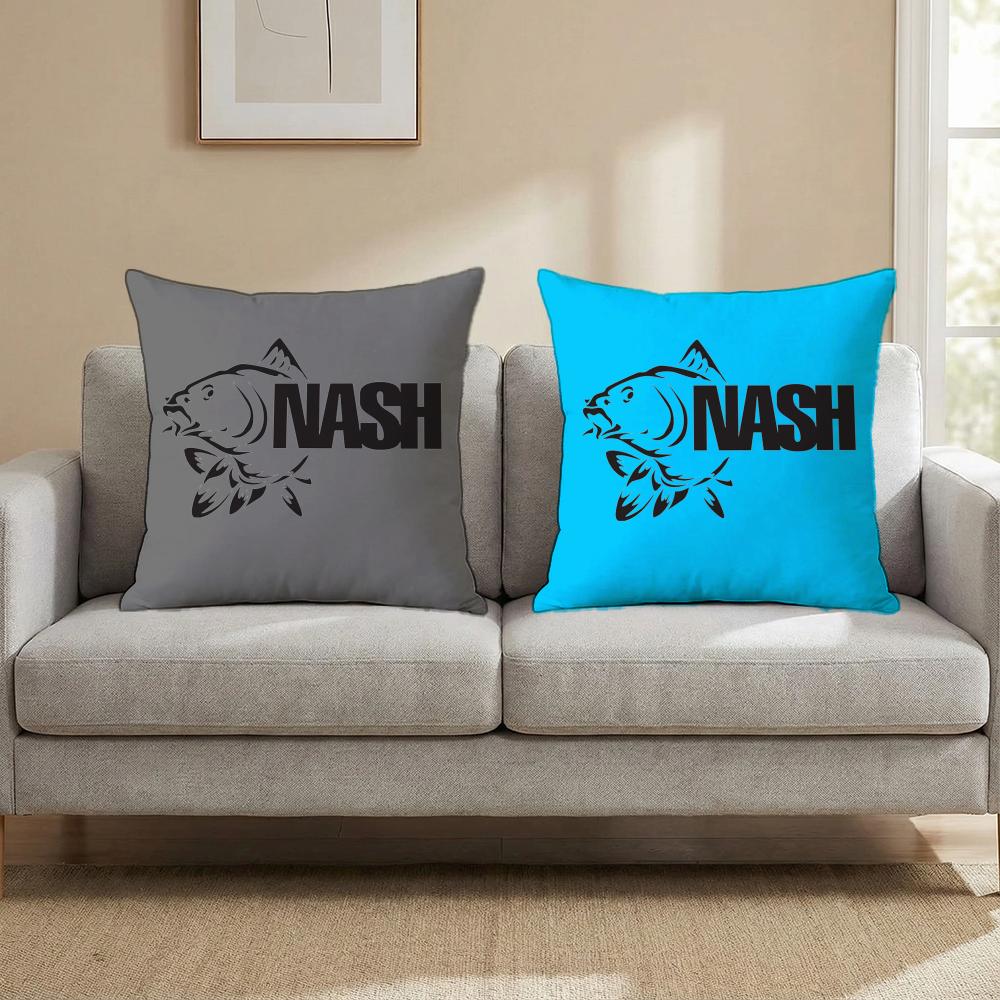 N-Nash Fishing logo Cushion Cover Multi-Scene Pillow Cover for Home & Car - Reversible, Soft & Durable for Daily Use