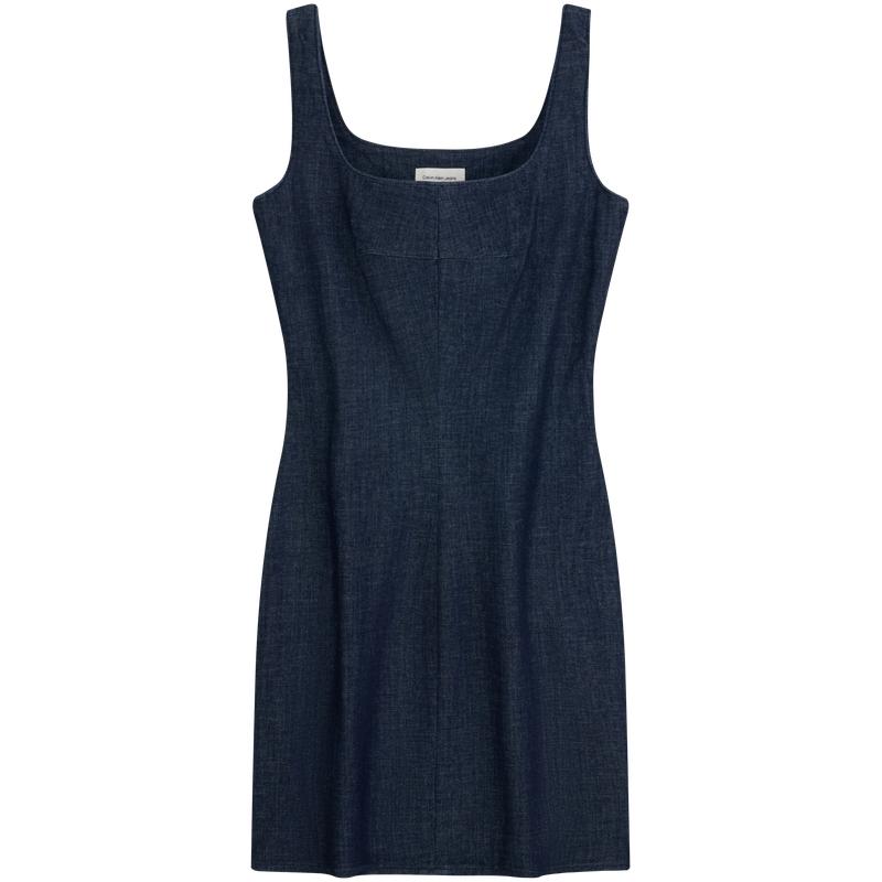 Calvin Klein Vintage Artistic Square Neck Lyocell Blend Slimming Denim Slip Dress Women dresses 47F793G