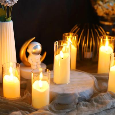 1-12 Stück Acryl Flackernde Kerze Elektronische Kerzen LED-Licht für Hochzeit Romantische Kerzenlampe Party Weihnachten Heimdeko