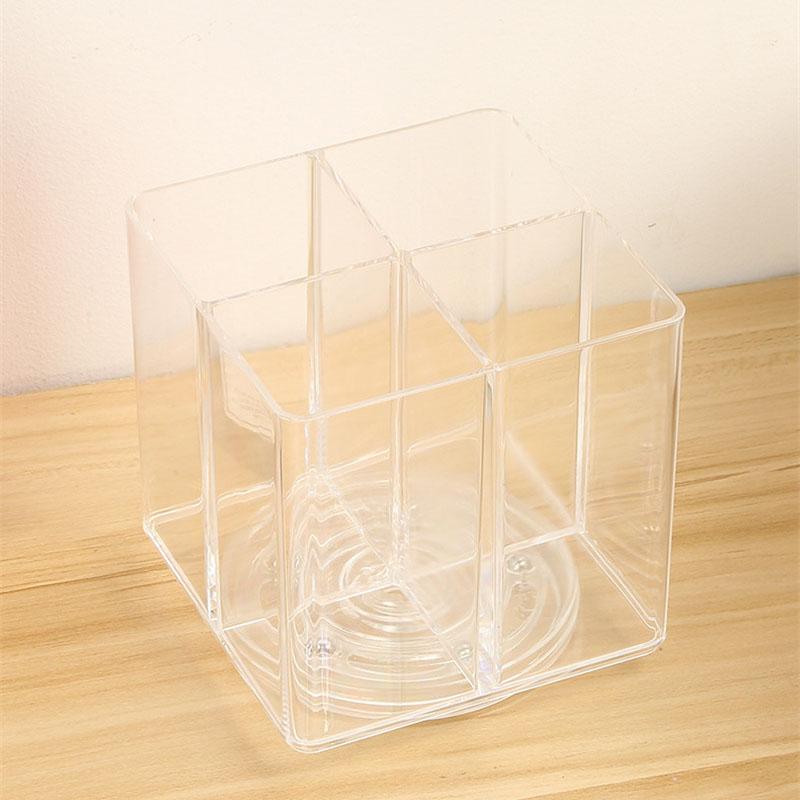 

Вращающийся на 360° держатель для кистей для макияжа, акриловая прозрачная подставка для хранения плоских кистей для макияжа, держатель для помады и карандашей для бровей, коробка для хранения теней для век