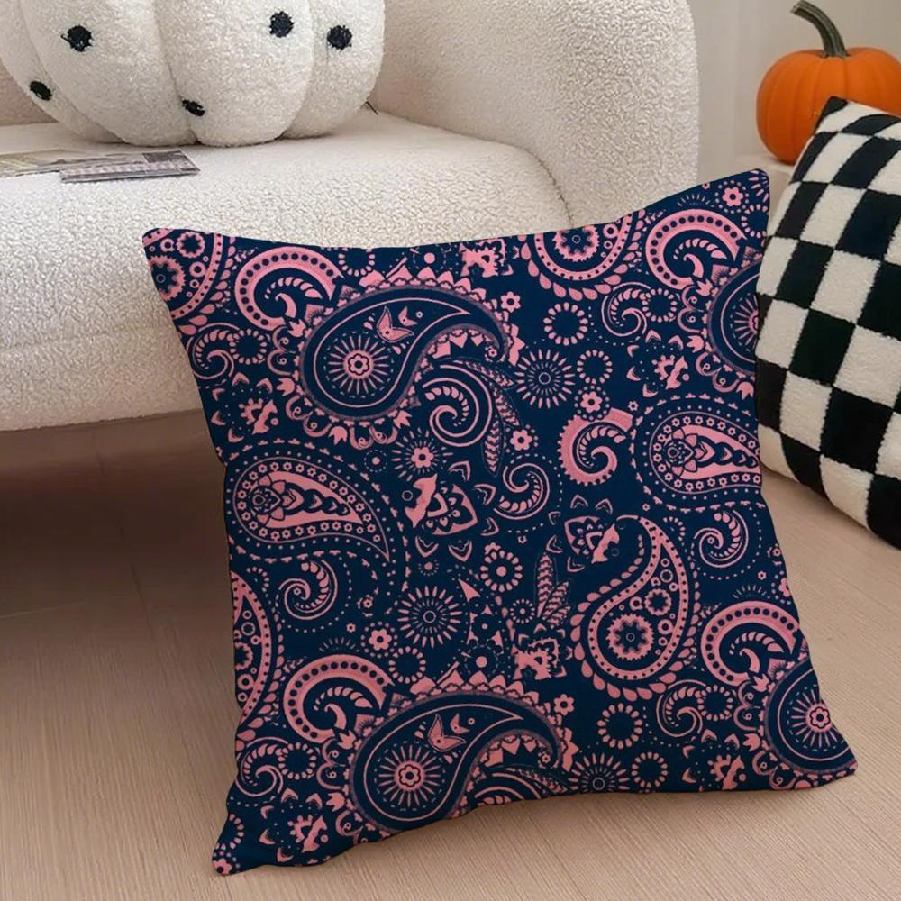 Painted Design P-Paisleys Cushion Cover Throw Pillow Cover Hidden Button Durable Polyester Chair Cushion