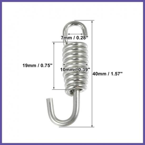 Gancho de Mola para Tubo de Escape de Motor 40mm 157" Aço Inoxidável Tom Prateado