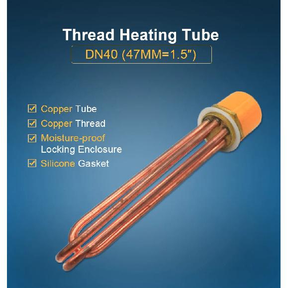 LJXH DN40(47 millimetri) Elemento Scaldabagno per Caldaia 110V/220V/380V Filettatura in Rame Tubo in Rame 3KW/4.5/6/9/12