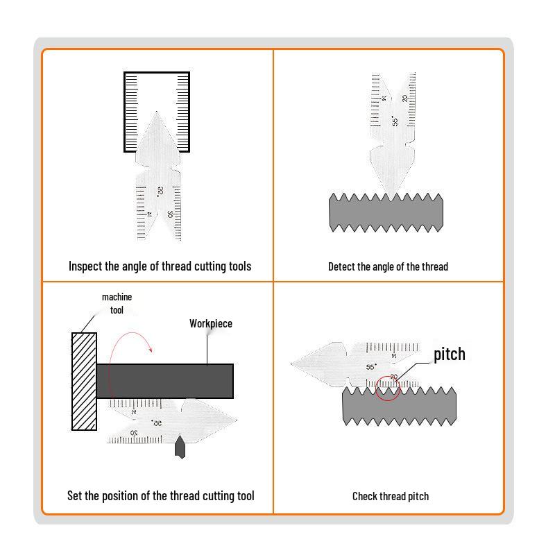 3-Piece Thread Gauge Set: 55° & 60° for Measuring, Testing, and Setting Thread Pitch
