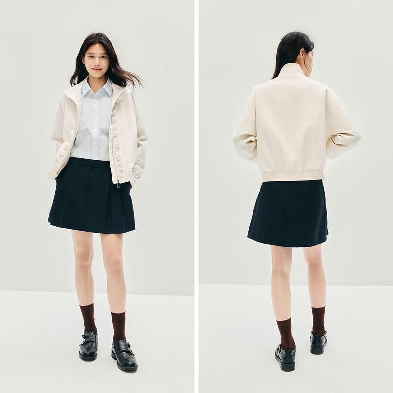 Semir Women's Autumn Textured Ruffle Trim Curved Sleeve Jacket