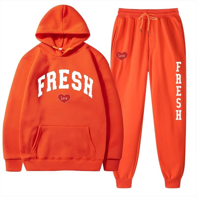 European Size Plus Fashion Printed Sweater Autumn and Winter Fleece Warm Hoodie Casual Sports Women's Suit