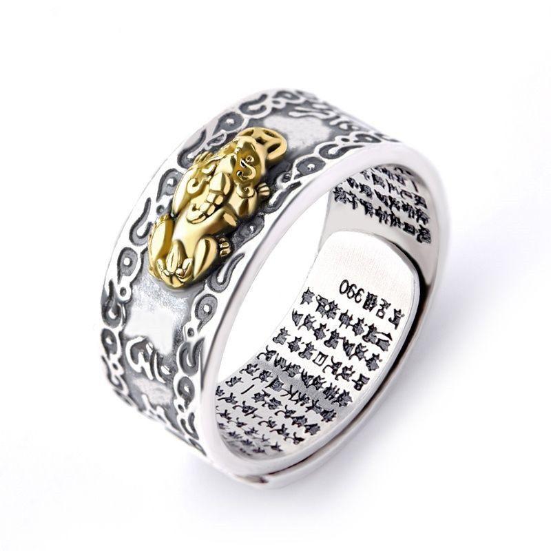 Retro Taotie Roe Eule Tier Muster Pixiu Ring Offen Herren Bodyguard Ring