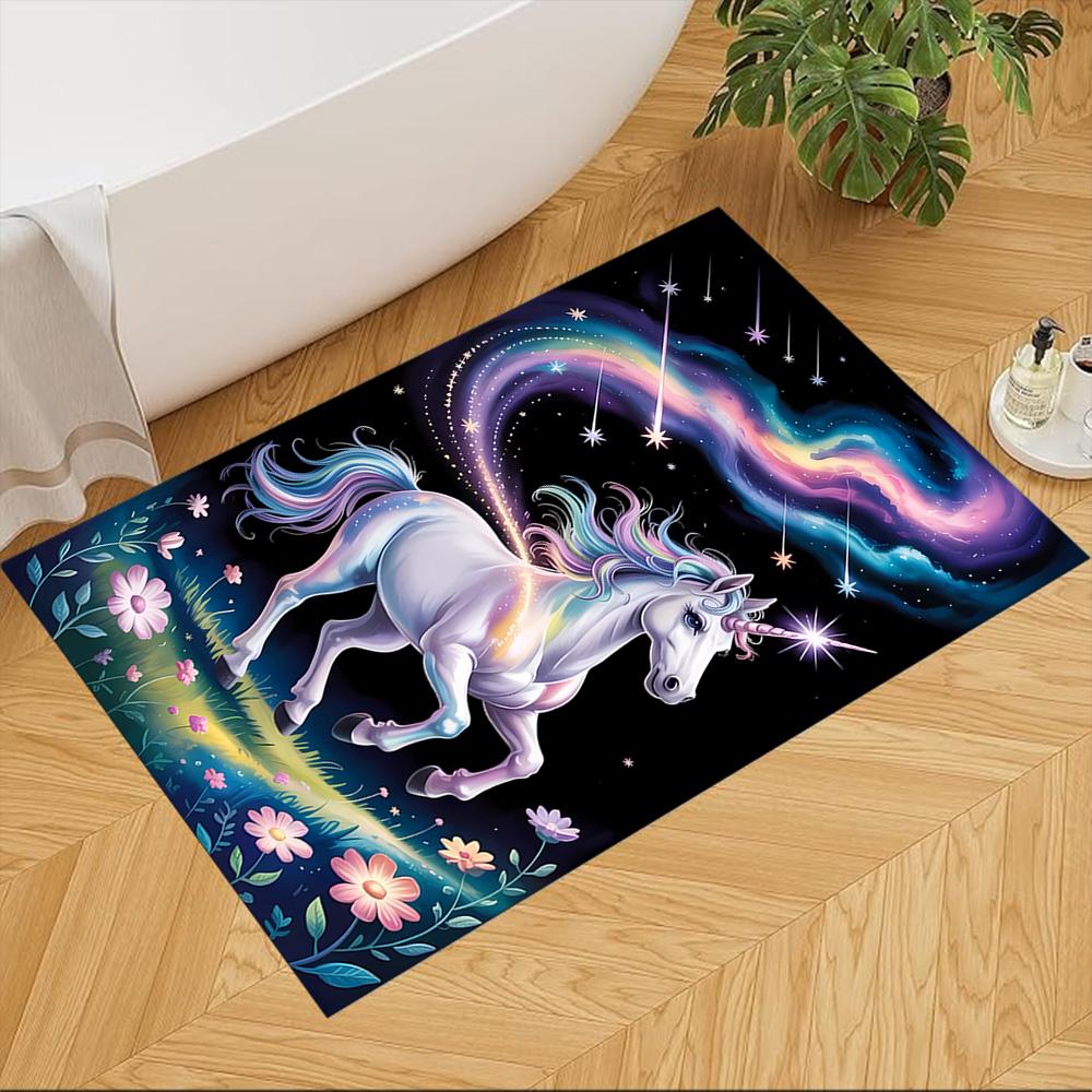 Moonlit Unicorn In Enchanted Forest Non-Slip Home Carpet Design for Office Decor Living Room Bedroom Gift