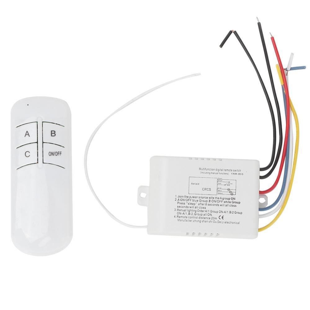 2/3/4 Ways Wall Remote Control Switch 220V ON/OFF Remote Control Kit ABS Flame Retardant Material Nominal 7A Relay