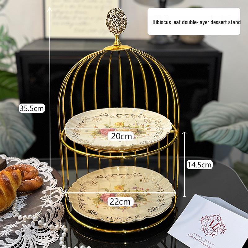 Ceramic Three-Tier Pastry Stand: English-European Style Fruit Bowl, Cake, Candy, and Snack Plate for Afternoon Tea.