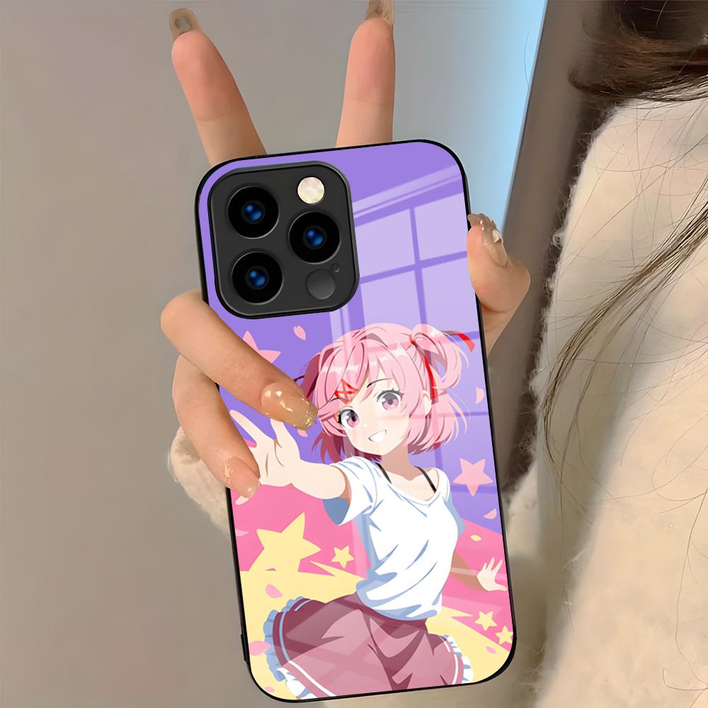 Cartoon Character Natsuki Phone Case For IPhone 17 Pro Max 16 15 14 Pro Max 13 11 Plus Glass Cover