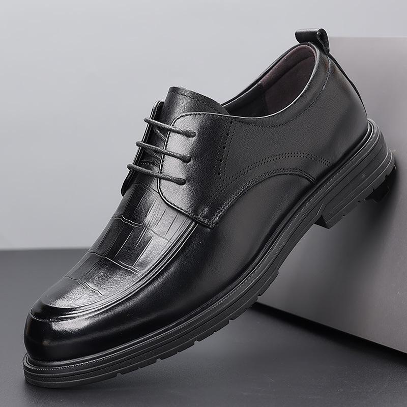

2025 autumn new plaid British breathable men s leather shoes genuine leather cowhide shoes formal business wedding leather shoes men s 38