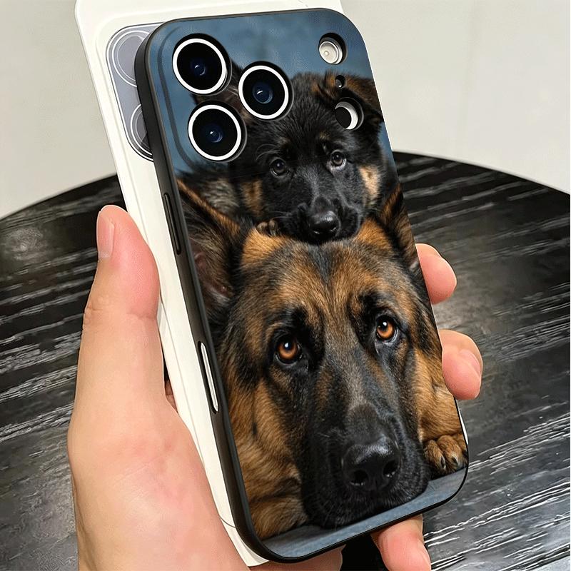 German Shepherd Dog Soft Phone Case for iPhone 16 16E 17 Air 15 Pro Max 14 Plus 13 Mini 11 12 7 Black Cover Back Shell