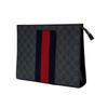 Gucci Recognizable Old Flower Logo Striped Webbing Zipper Closure Canvas Handbag Regular Men'S Black Gray
