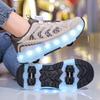 Kids Lights Sports Shoes Rubbing Shoes Charging and Disassembling Four Wheels Slide Shoes LED Kids Glowing Sneakers
