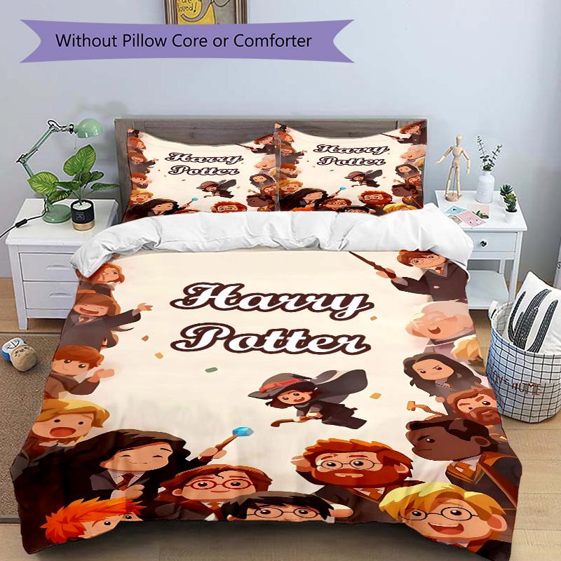 3pcs Harry Potter Bedding Set, Duvet Cover and Pillowcases Machine Washable Seasons all suitable, Design for Bedroom (No Filling)171