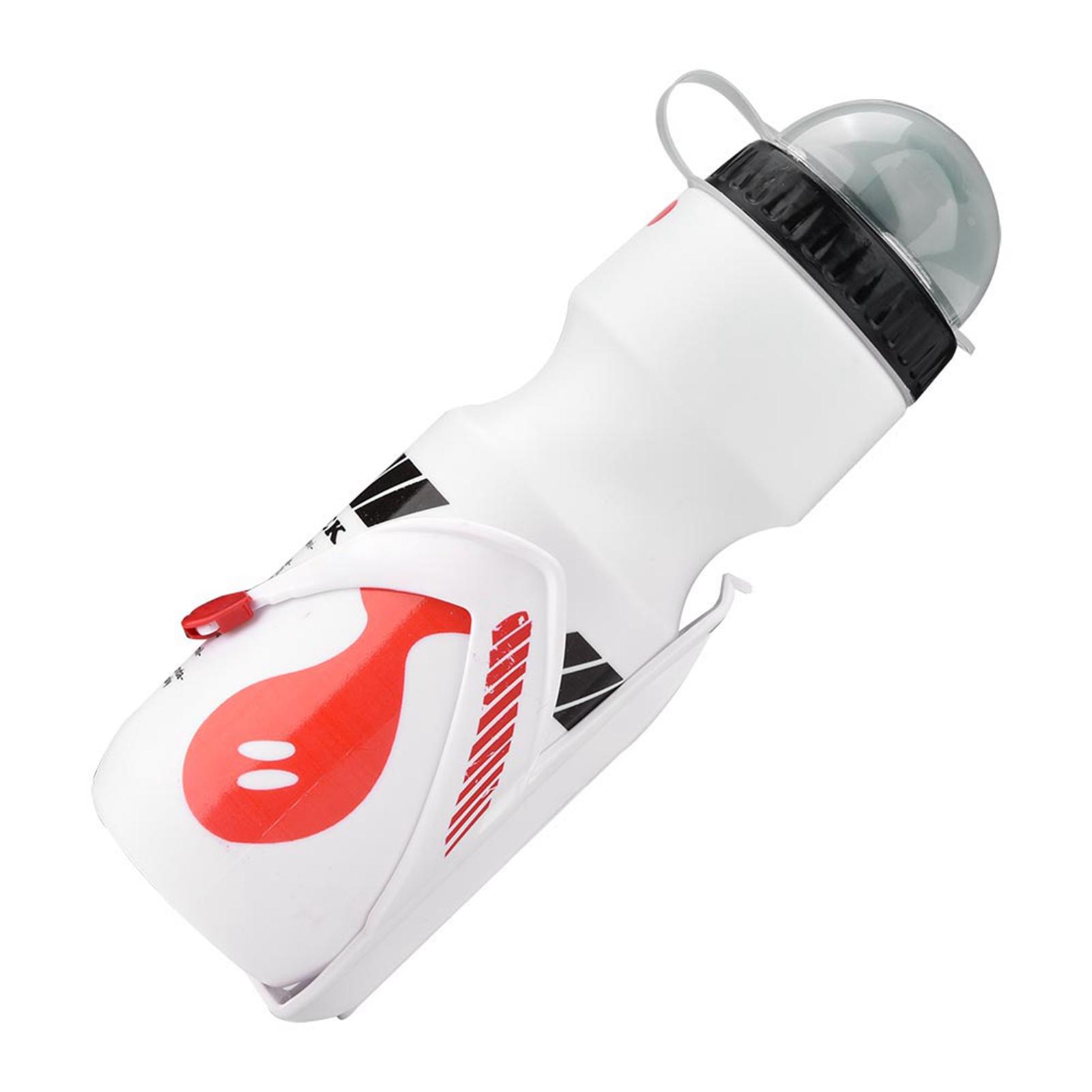 

650ml Water Bottle with Bicycle Holder Cage Bracket for Cycling Mountain Bikes білий