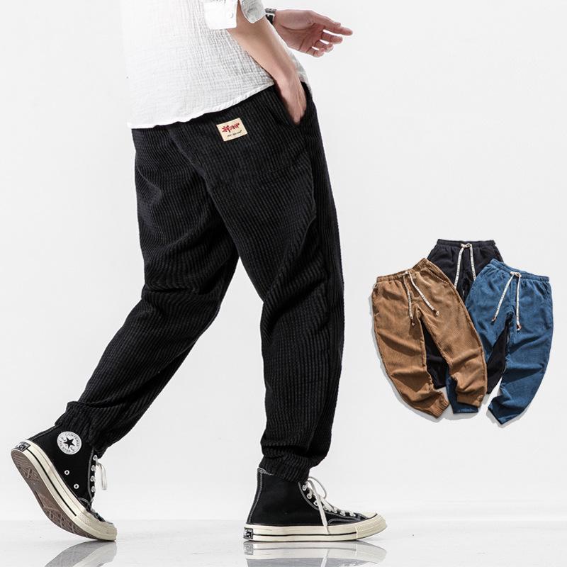 Men's Loose Fit Corduroy Casual Pants - Japanese & Chinese Style, Spring/Autumn Collection.