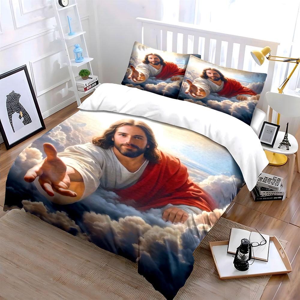 Heavenly Embrace Art Print Bedding Duvet Cover Set (1*Duvet Cover 2*Pillowcases, Without Duvet Insert)