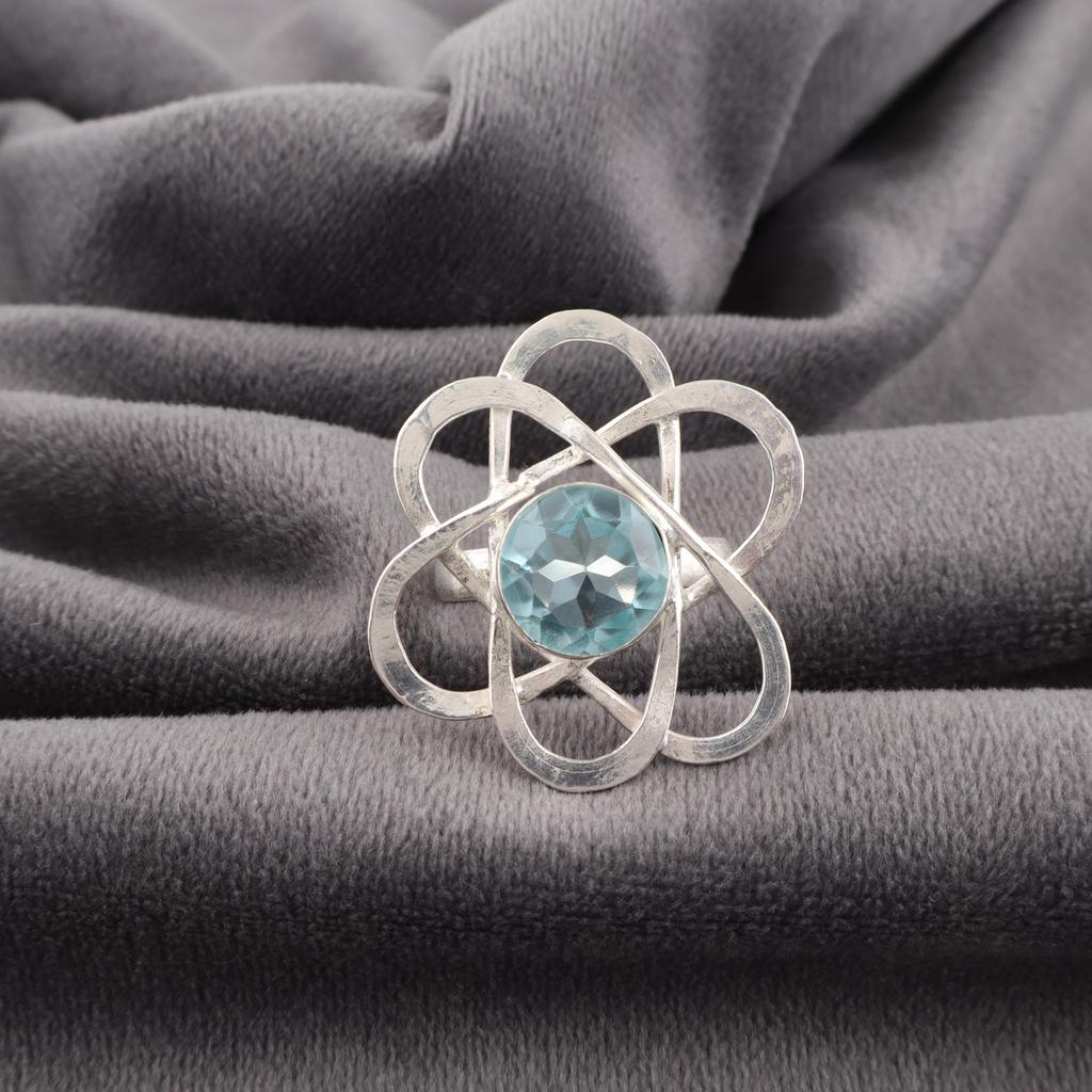 Sky Blue Topaz Gemstone Ring, Handmade Gorgeous Jewelry, 925 Solid Sterling Silver Jewelry, Bohemian Ring For Wedding Gift