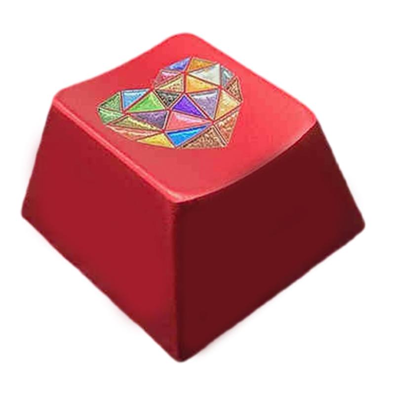 Original Profile Aluminium Alloy Metal Keycap with Colorful Heart Pattern for Keyboards Customization красный