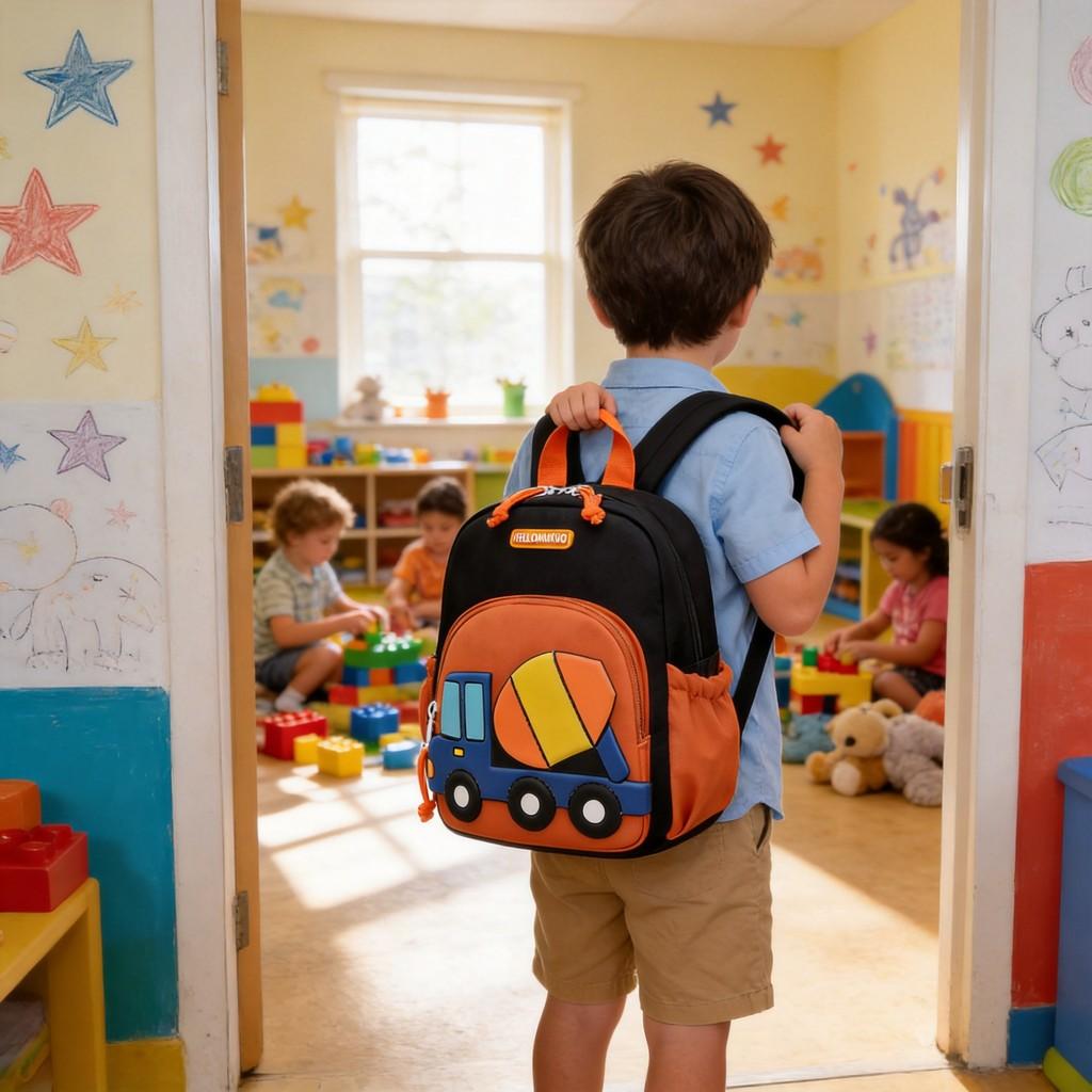 Kids Car Cartoon Backpack With Waterproof Oxford Fabric For School Learning