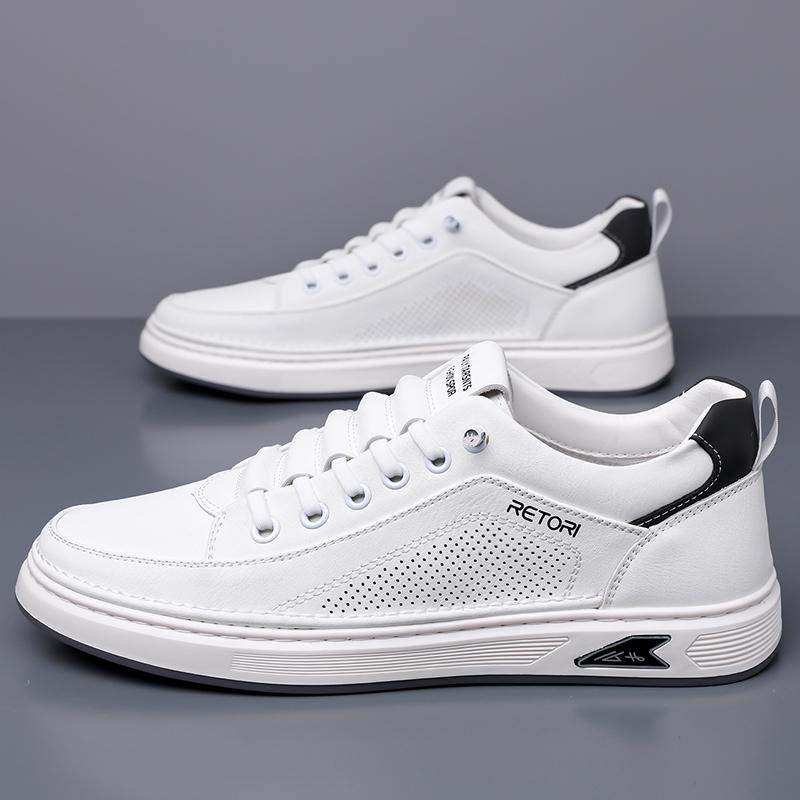 2025 New Leather Male Flats Handmade Casual Shoes Men's Lace Up Walking Shoes Outdoor Jogging Shoes Office Men's Skate Footwear