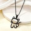 Stainless Steel Hollow Animal Pendant Necklace - Cute Cartoon Kitten Design