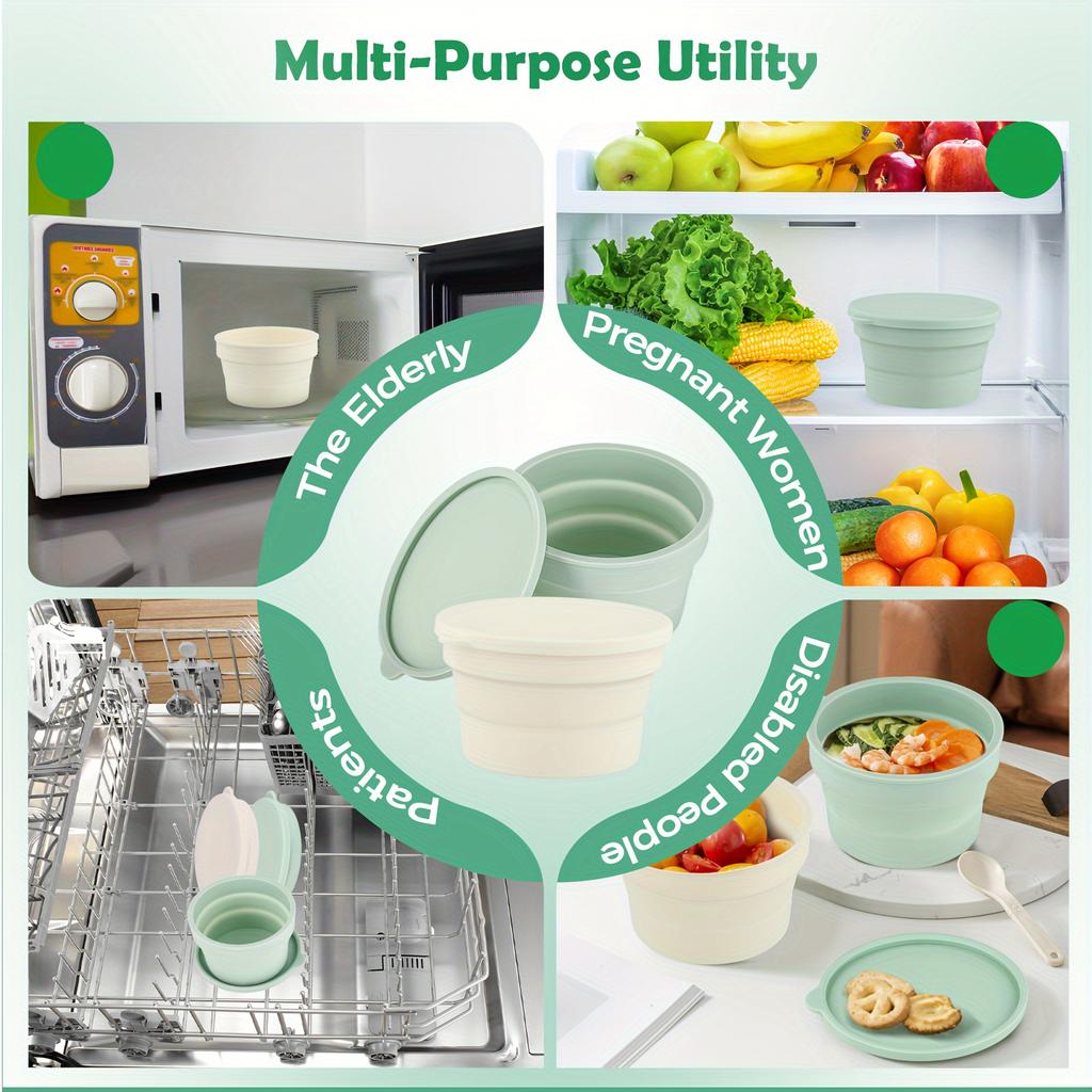 Pizza Proofing Container, Pizza Box with Lid 4pcs Set, Foldable Pizza Dough Proving Box Non-stick Silicone Airtight Container for Food, Fruit Storage