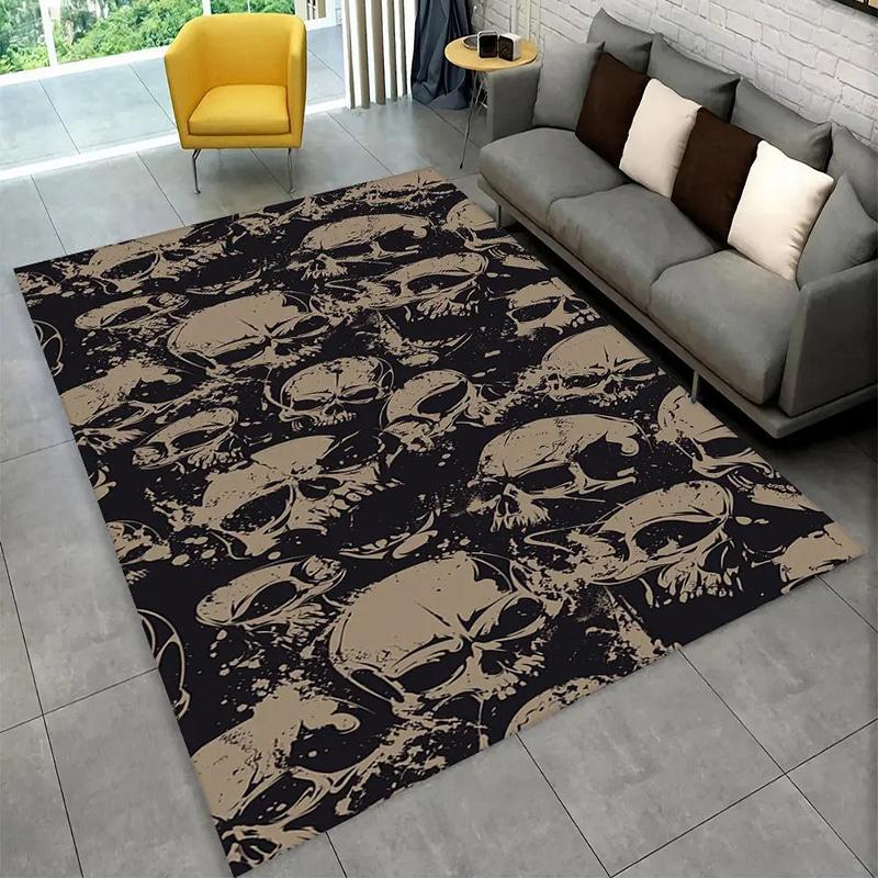 Horror Skull Dark Gothic Witchcraft Style Area Rug Subculture Decorative Carpet Doormat Living Room Bedroom Sofa Area Playroom