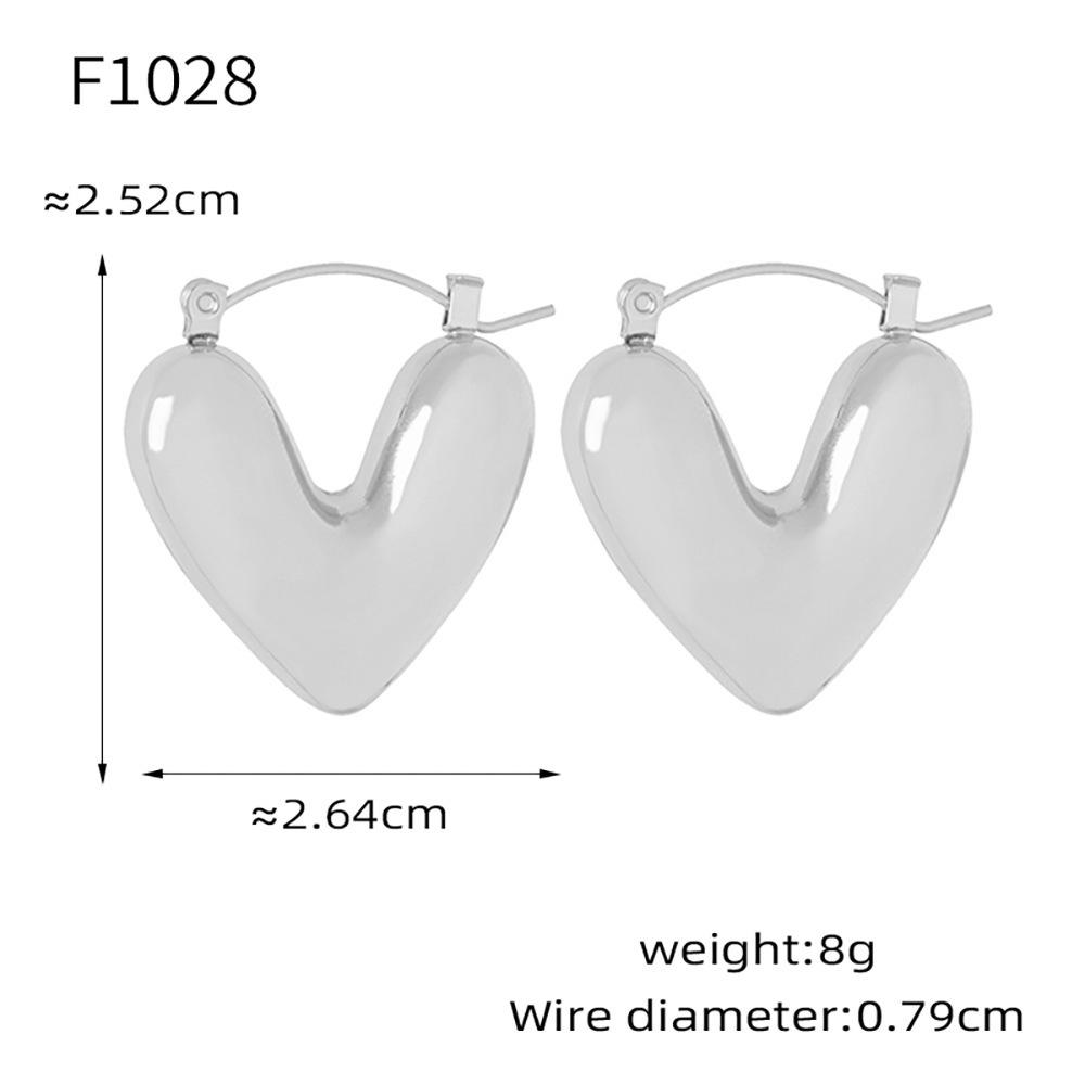 Orecchini a Bottone a Forma di Cuore con Strass Qiong Yao - Accessori in Acciaio Inossidabile Placcato Oro 18K