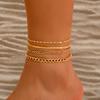 Love Beaded Punk Chain Anklet Set, Hip Hop Personality Snake Bone Chain Foot Jewelry Anklet