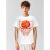 Kids Crewneck Short Sleeve Tee, Red Basketball Drip Print