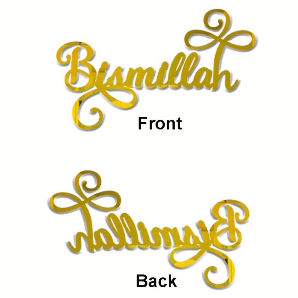 6pcs/Set New Gold Ramadan Wall Decor Acrylic Star Moon Design Eid Mubarak Ornaments Mosque DIY Hanging Banner Home Decoration