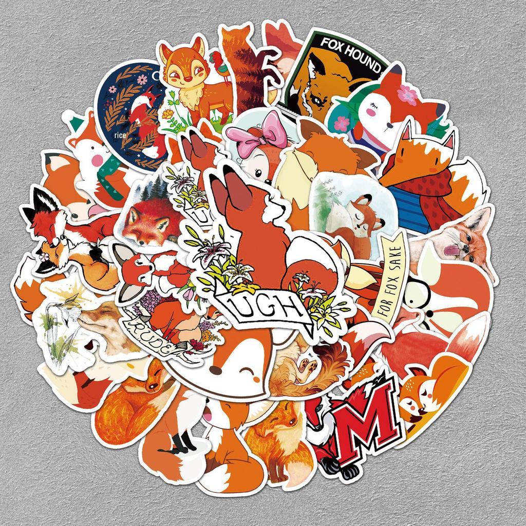 50 Cute Fox Cartoon Stickers for Kids Journals, Planners, Notebook & Suitcase Decoration - Waterproof