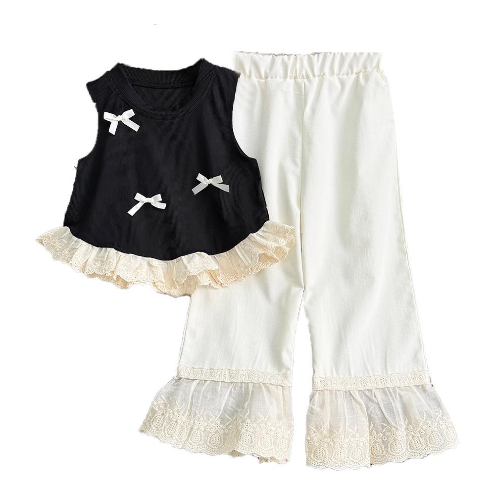 Girls Sleeveless Vest Top Summer New Children's Clothing Bow Lace Vest Baby Girl Sweet Style