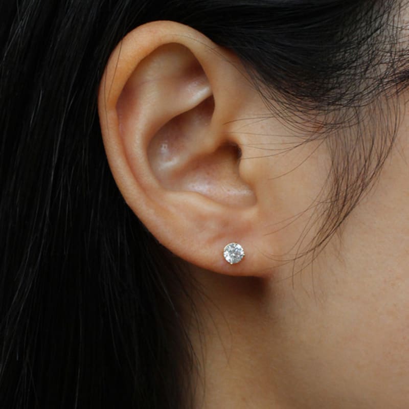 NORMALLEE [14K] Basic Cubic Earrings (4mm)