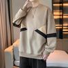 Men's Color Block Crew Neck Sweatshirt - Casual Long Sleeve Pullover with Contrast Panel Design